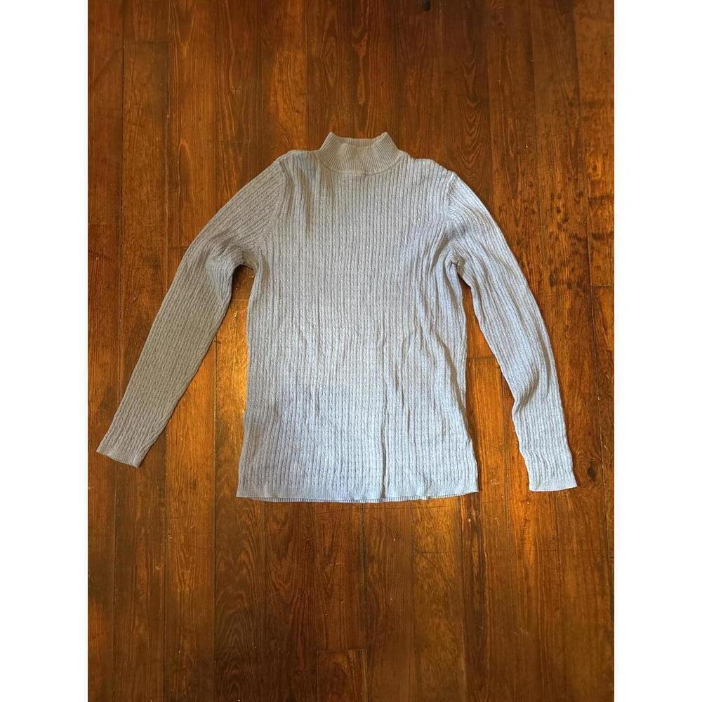 Kim Rogers Women's Light Blue Ribbed Turtleneck Sweater, Medium